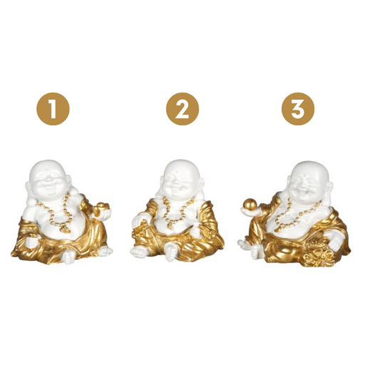 Ronis Buddha 4cm White and Gold 3 Asstd