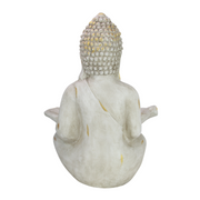 Ronis Buddha Holding Leaf White & Gold Brushed 68cm
