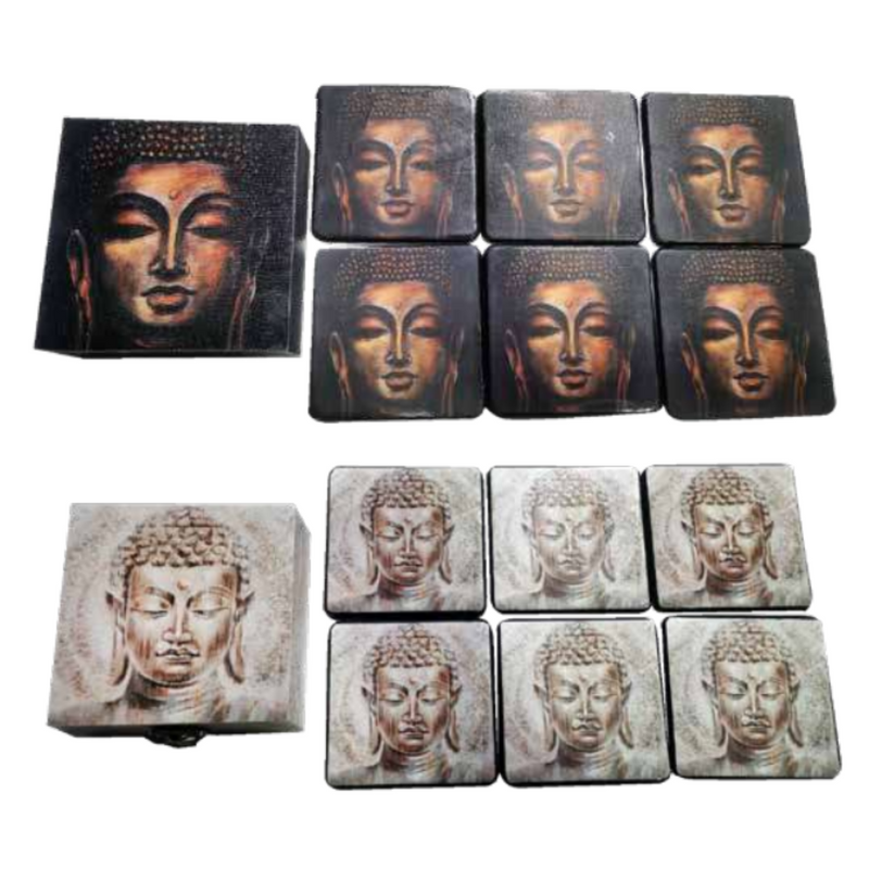 Ronis Buddha Coaster 2x12x5cm Set of 6 Assorted