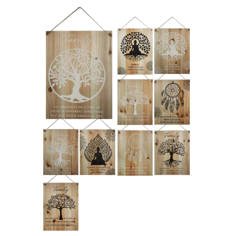 Ronis Buddha/Tree of Life- Wood Signs 30x40x1.8cm Assorted