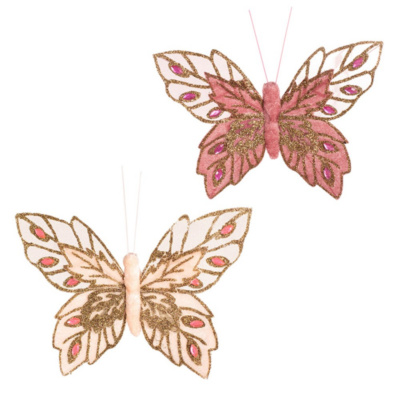 Ronis Butterflies with Clip 17.5x12cm Pink Assorted