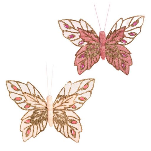 Ronis Butterflies with Clip 17.5x12cm Pink Assorted