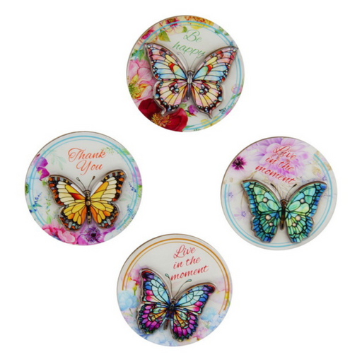 Ronis Butterfly Glass Heart Magnet 4cm Assorted