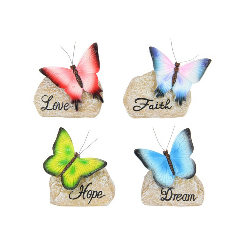 Ronis Butterfly On Inspirational Rock 10cm Assorted