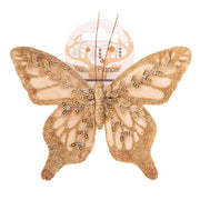 Decorative champagne butterfly with clip for Christmas décor