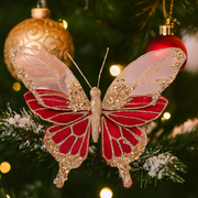 Burgundy butterfly with champagne accents clip ornament 15x18cm