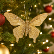 Decorative champagne butterfly with clip holiday décor