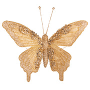 Decorative champagne butterfly with clip holiday décor
