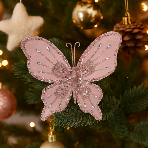 Pale Pink Butterfly with Clip 22x19cm Decorative Ornament
