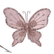 Pale Pink Butterfly with Clip 22x19cm Decorative Ornament