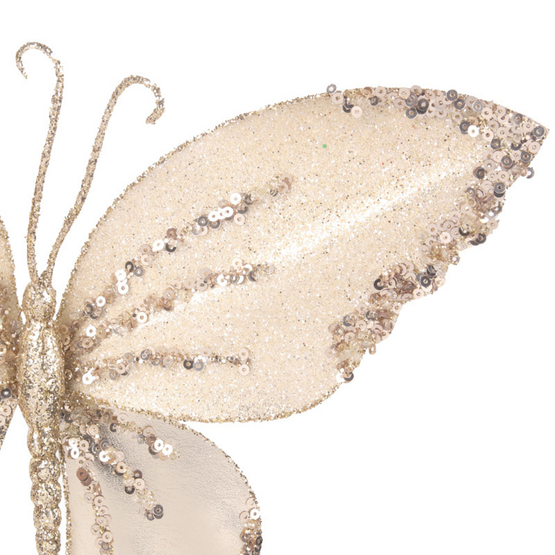 Elegant butterfly clip-on ornament in champagne color 23x20cm