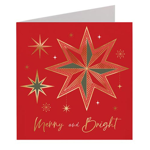 Box of Christmas cards with star themed festive design.