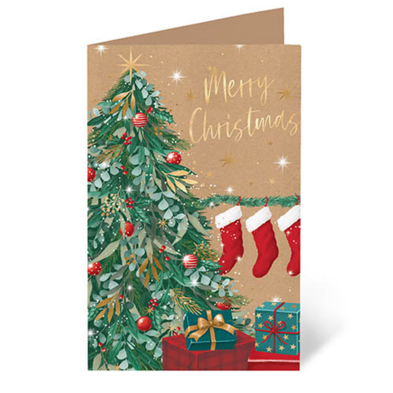 Boxed Christmas cards featuring a detailed festive scene illustration.