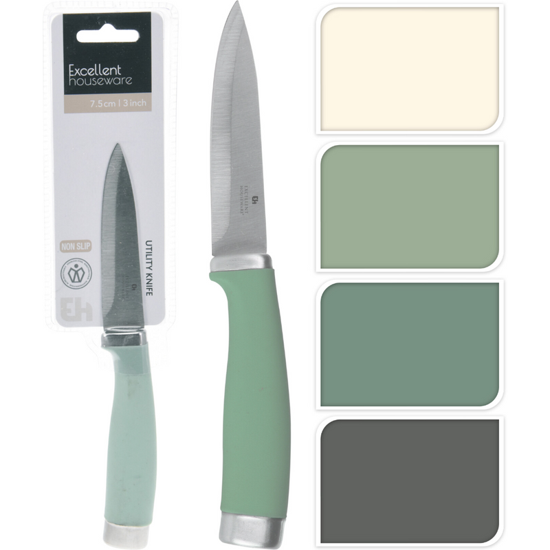 7.5cm paring knife in 4 assorted clear styles