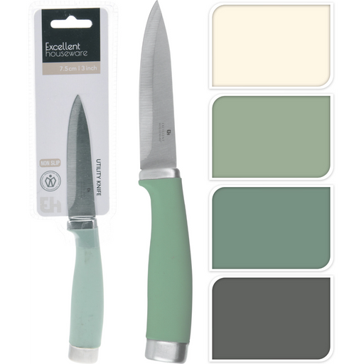 7.5cm paring knife in 4 assorted clear styles
