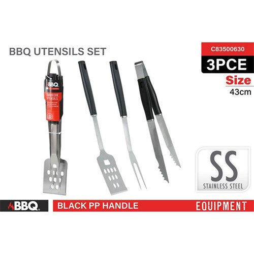 3 piece long handle BBQ tool set