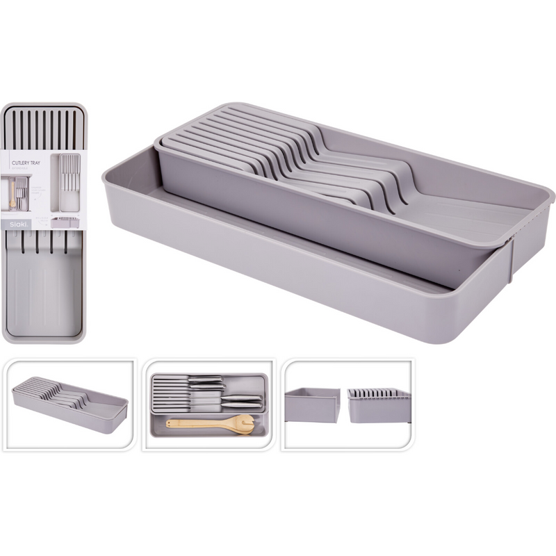 extendable cutlery tray for kitchen drawer organisation