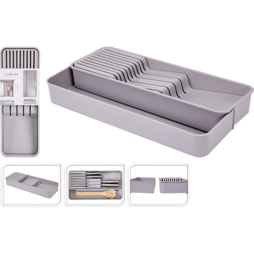 extendable cutlery tray for kitchen drawer organisation