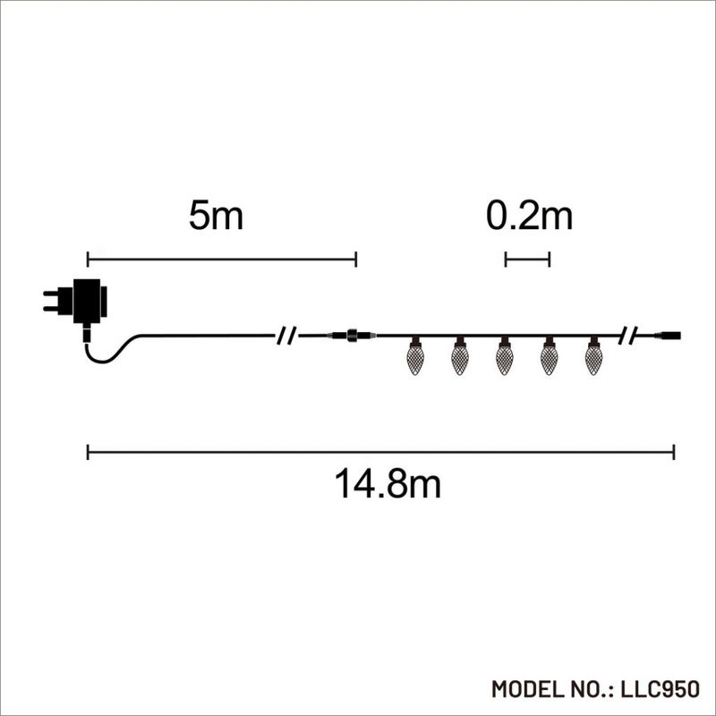 Candy-colored C9 pinecone LED string lights, 50 bulbs, connectable for indoor or outdoor Christmas and party décor