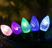 Candy-colored C9 pinecone LED string lights, 50 bulbs, connectable for indoor or outdoor Christmas and party décor