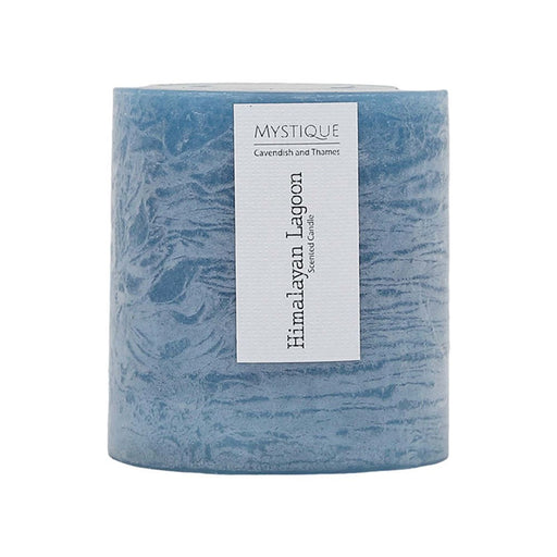 Rustic dusty blue Himalayan lagoon pillar candle 7x7.5cm