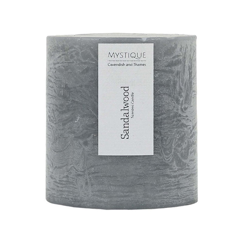Rustic grey sandalwood pillar candle 7x7.5cm