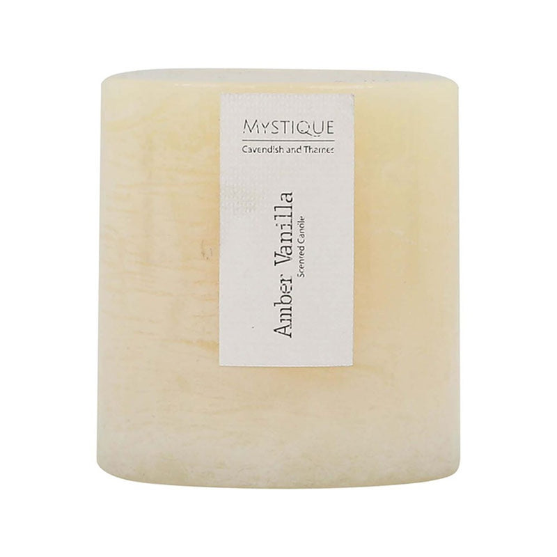 Rustic beige amber vanilla pillar candle 7x7.5cm