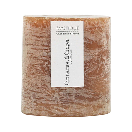 Rustic ginger cinnamon scented pillar candle 7x7.5cm