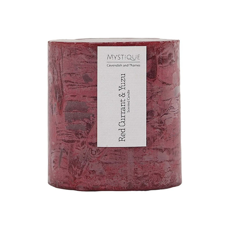 Rustic burgundy red currant yuzu pillar candle 7x7.5cm