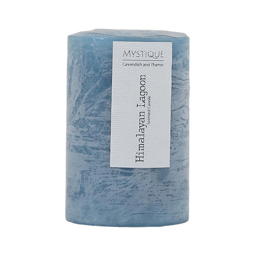 Small rustic dusty blue Himalayan lagoon pillar candle