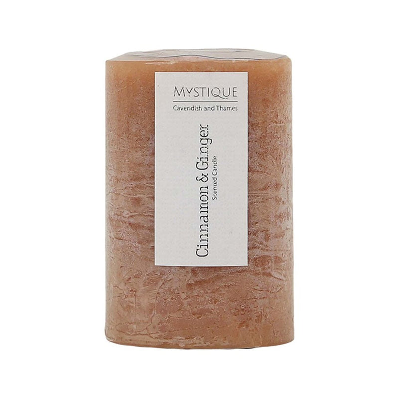 Small rustic ginger cinnamon scented pillar candle