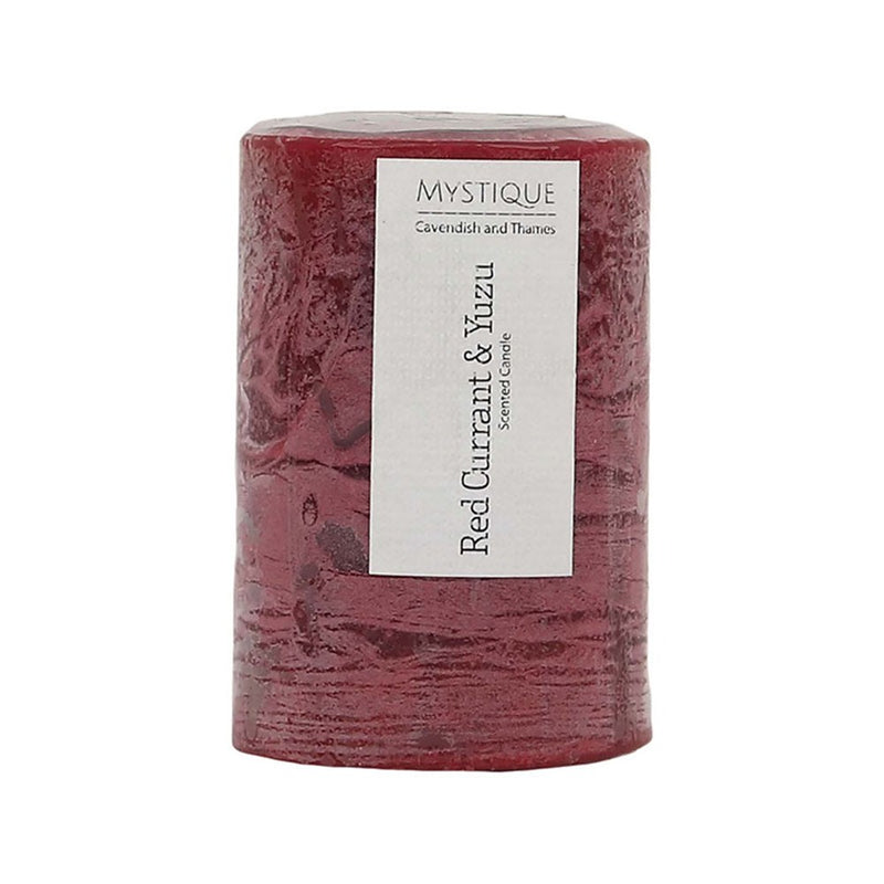 Small rustic burgundy red currant yuzu pillar candle
