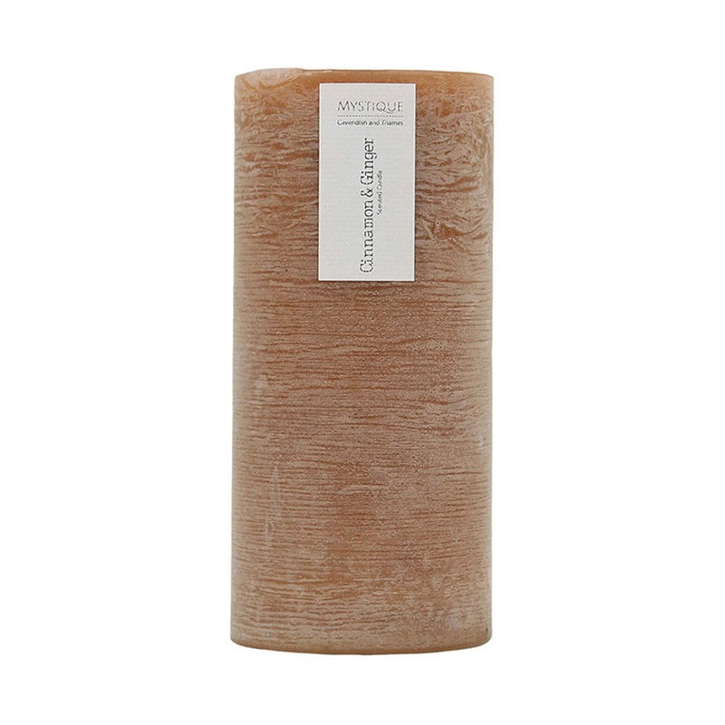 Large tall rustic ginger cinnamon scented pillar candle