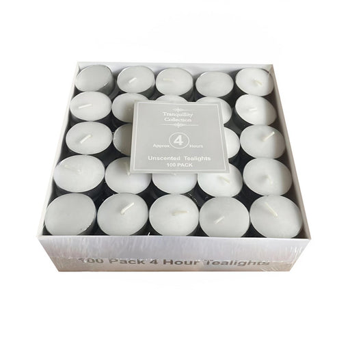 Bulk pack of 100 unscented tealights 4 hour burn