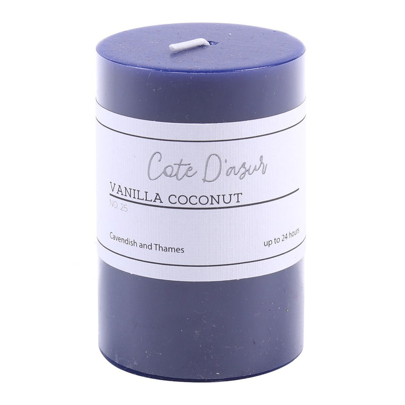 Vanilla and coconut scented small pillar candle