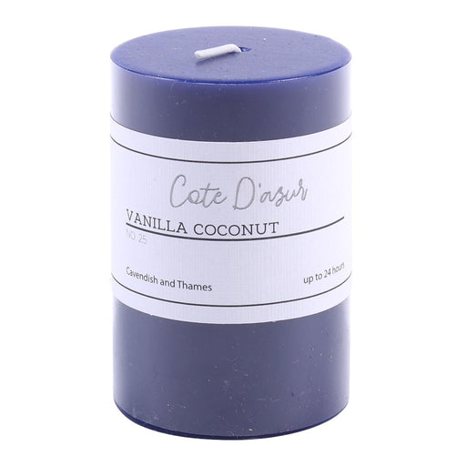 Vanilla and coconut scented small pillar candle