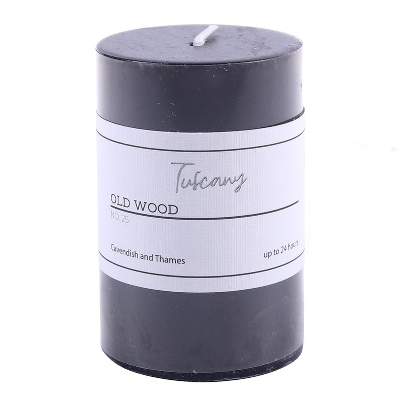 Old wood scented pillar candle 5x7.5cm
