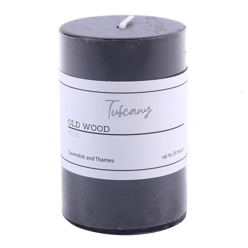 Old wood scented pillar candle 5x7.5cm
