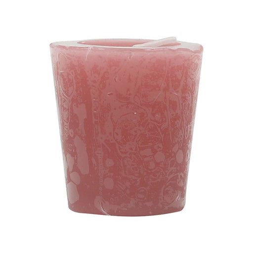 Small dusty pink sweetpea lily scented votive candle