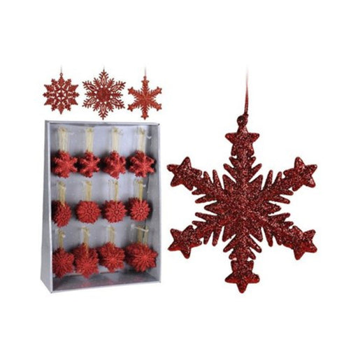 Ronis Hang Deco Snowflake 10cm Wglitter Red