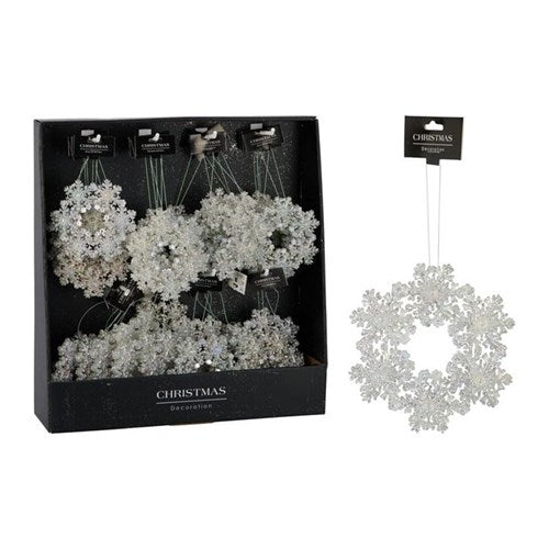 12 cm silver wreath hanging ornament