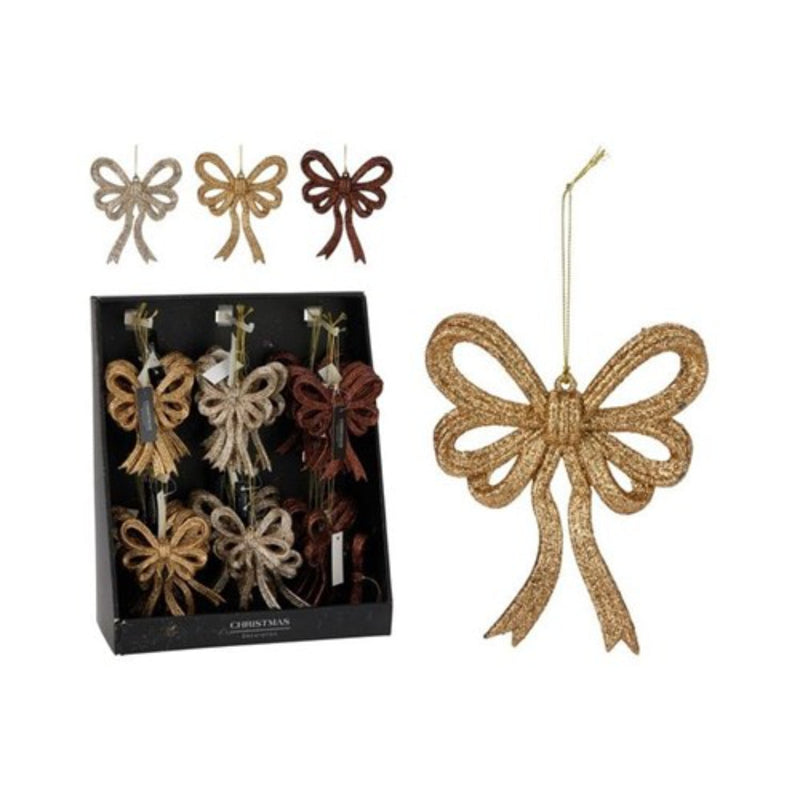 Ronis Bow Hang Deco 13cm 3 Ass Colours Glitter