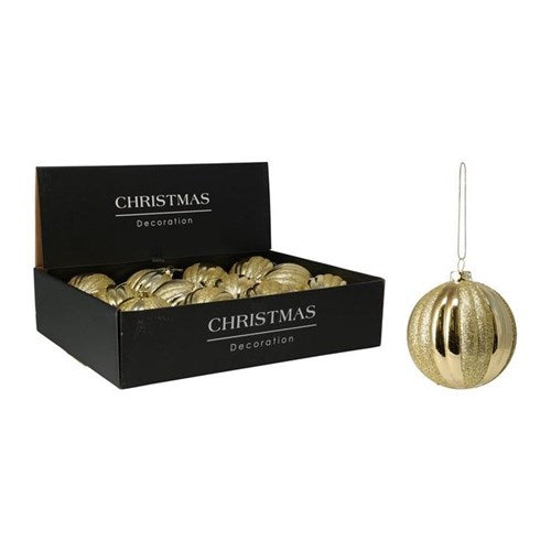 8 cm gold bauble with glitter accents
