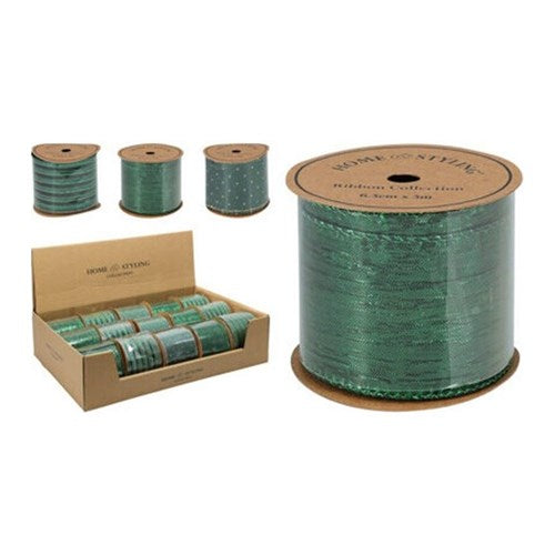 Green ribbon, 6.3 cm x 3 m, three assorted