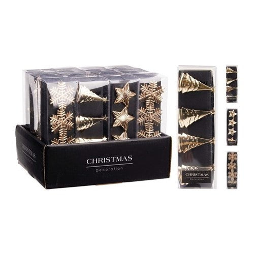 Four gold napkin rings, three assorted designs