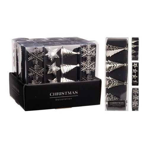 Four silver napkin rings, three assorted designs