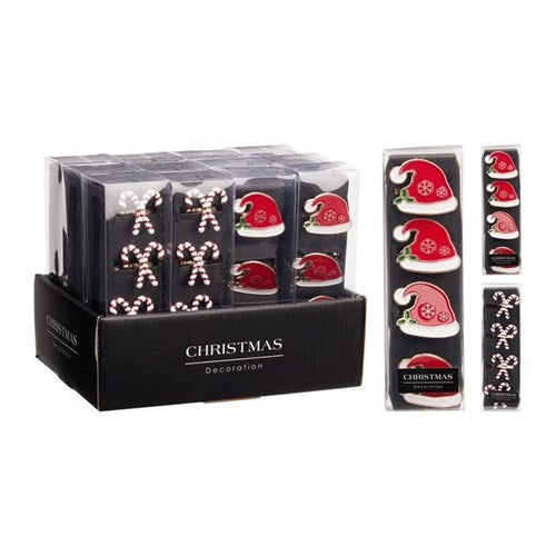 Four festive napkin rings, two assorted styles