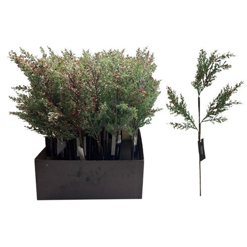 62cm green Christmas branch with red berries