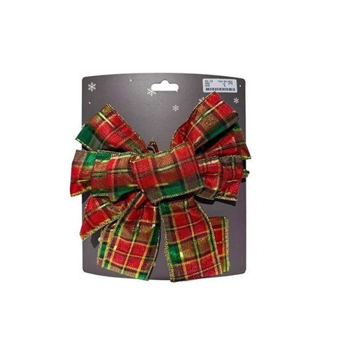 tartan bow Christmas tree topper 22 x 75cm