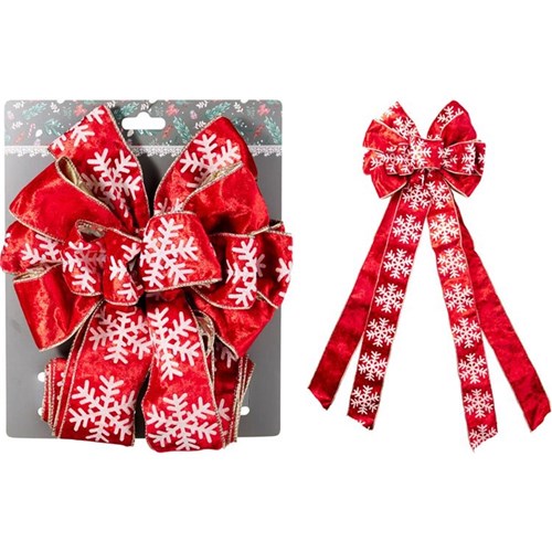 snowflake bow Christmas tree topper 22 x 75cm